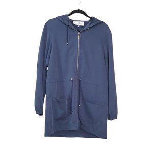 St. John Sport Marie Gray Blue Hooded Lightweight Sweater Jacket P